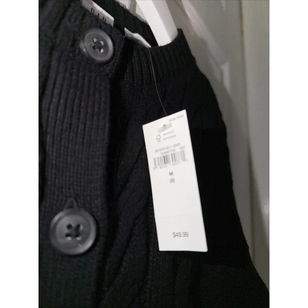 New GAP Kids Girls Black Cable Knit‎ Button Cardigan Size M 8 Cotton